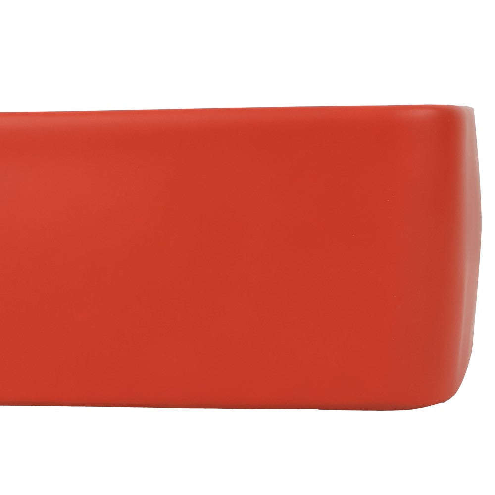 Settee 16 in. W x 12 in. D Modern Rectangular High-Gloss Ceramic Above Counter Vessel Bathroom Vanity Sink Basin