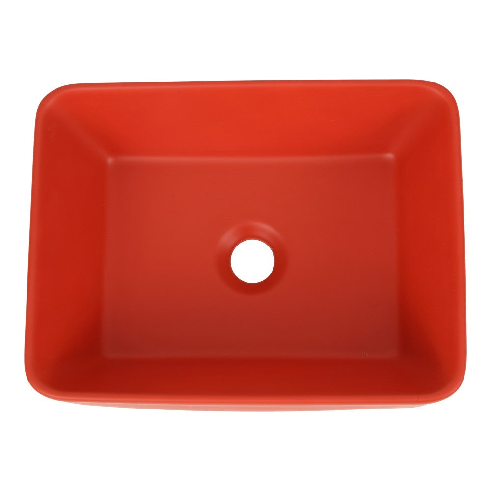 Settee 16 in. W x 12 in. D Modern Rectangular High-Gloss Ceramic Above Counter Vessel Bathroom Vanity Sink Basin
