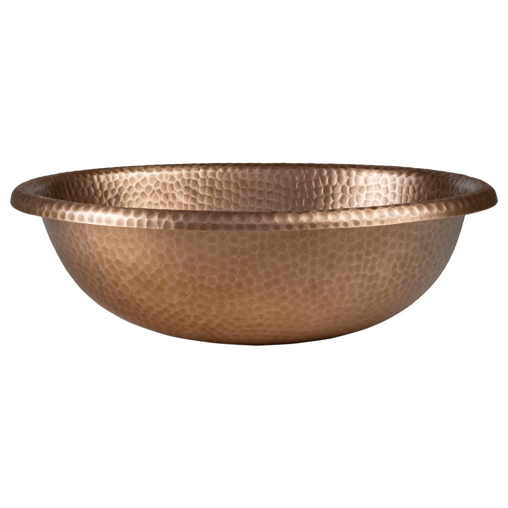 Loveseat 17 in. Oval Bowl Rustic Pure Copper Hand-Hammered Drop-In/Above Counter Bathroom Vanity Sink