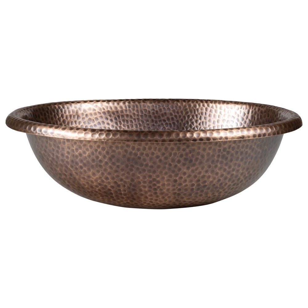 Loveseat 17 in. Oval Bowl Rustic Pure Copper Hand-Hammered Drop-In/Above Counter Bathroom Vanity Sink