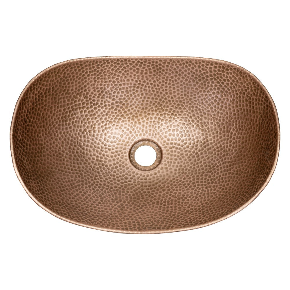 Aspen 19 in. Boat-Shaped Rustic Pure Copper Hand-Hammered Above Counter Vessel Bathroom Vanity Sink