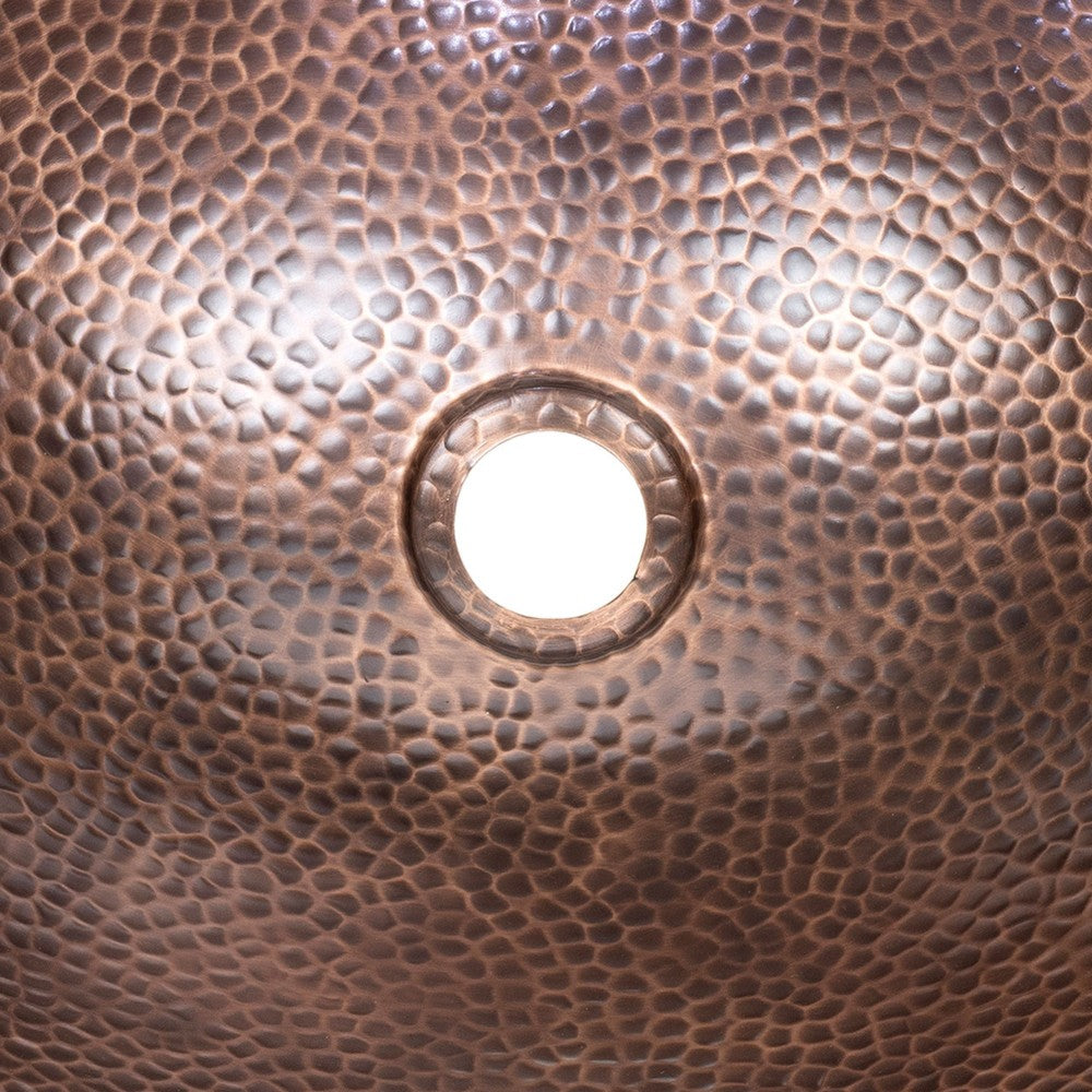 Aspen 19 in. Boat-Shaped Rustic Pure Copper Hand-Hammered Above Counter Vessel Bathroom Vanity Sink