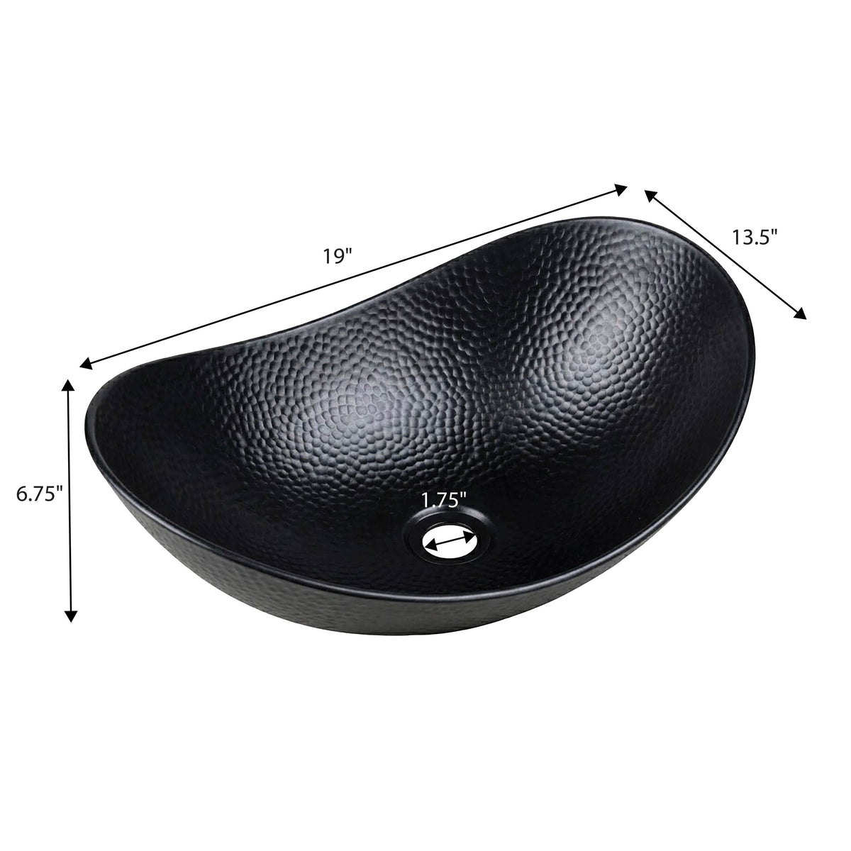 Aspen 19 in. Boat-Shaped Rustic Pure Copper Hand-Hammered Above Counter Vessel Bathroom Vanity Sink