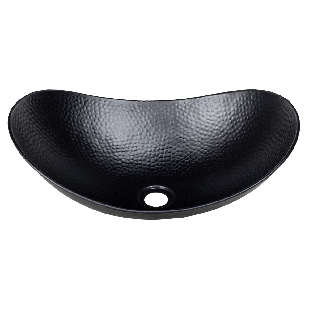 Aspen 19 in. Boat-Shaped Rustic Pure Copper Hand-Hammered Above Counter Vessel Bathroom Vanity Sink