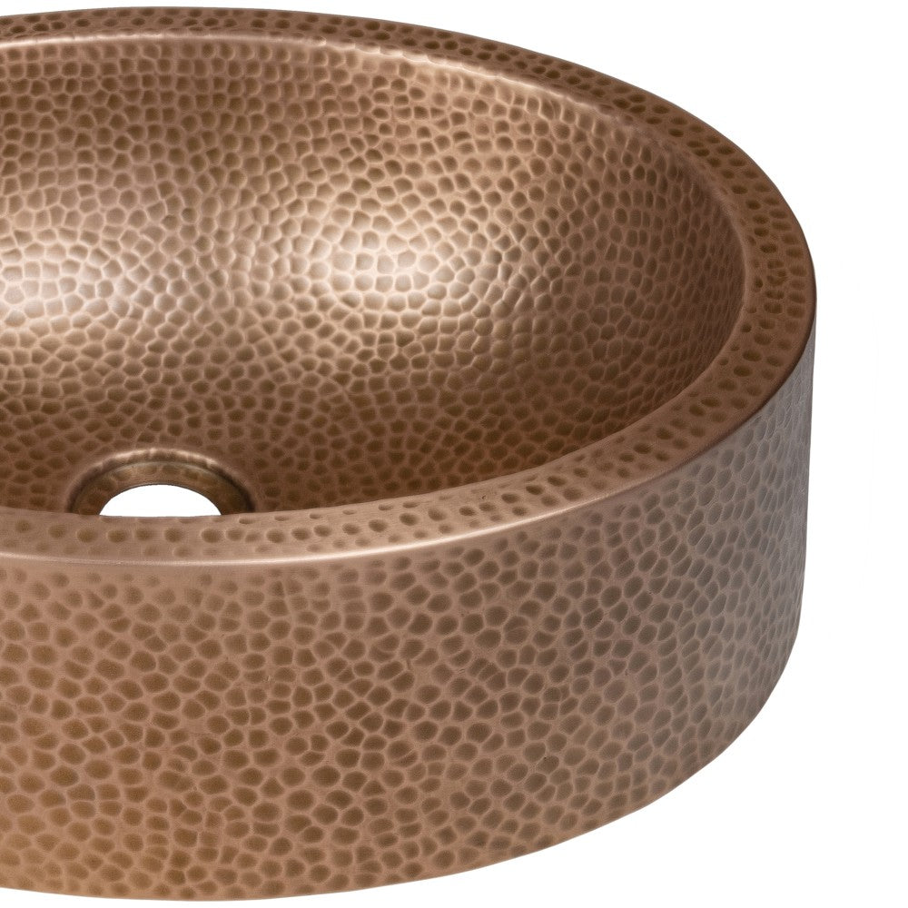 Willow 17 in. Skirted Oval Bowl Pure Copper Hand-Hammered Above Counter Vessel Bathroom Vanity Sink