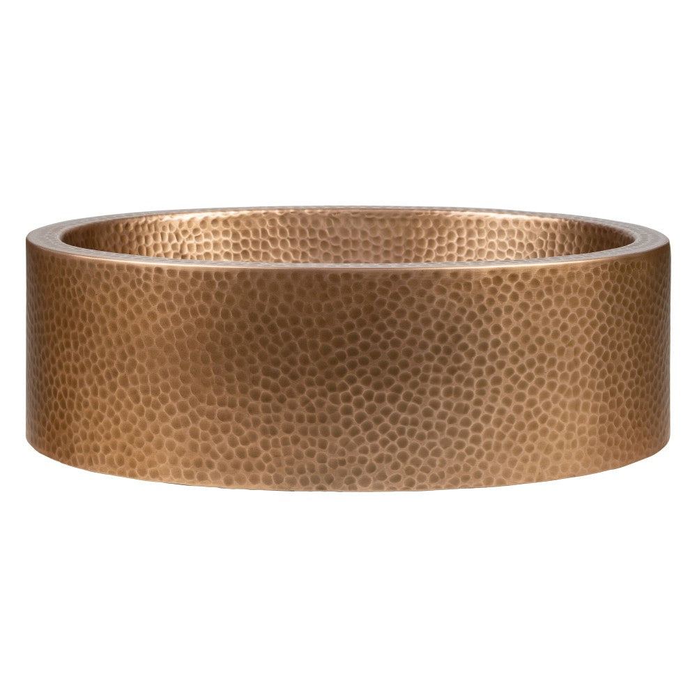 Willow 17 in. Skirted Oval Bowl Pure Copper Hand-Hammered Above Counter Vessel Bathroom Vanity Sink