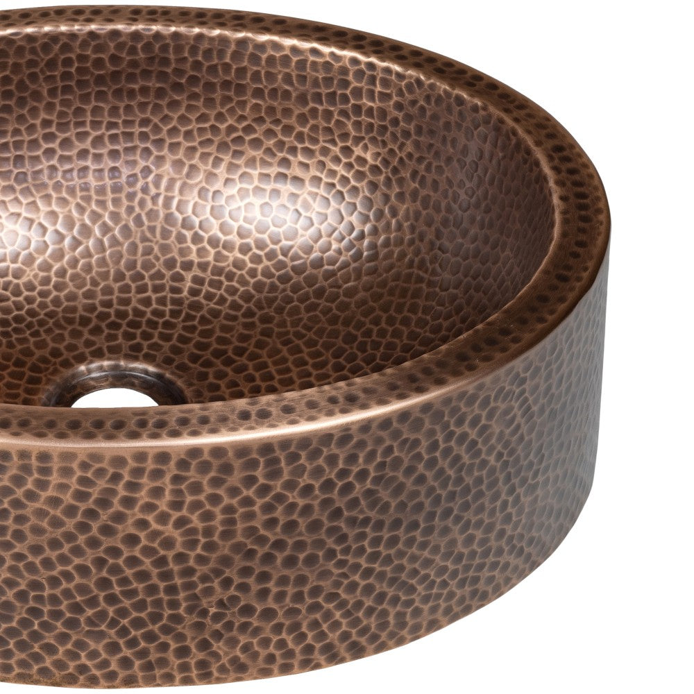 Willow 17 in. Skirted Oval Bowl Pure Copper Hand-Hammered Above Counter Vessel Bathroom Vanity Sink