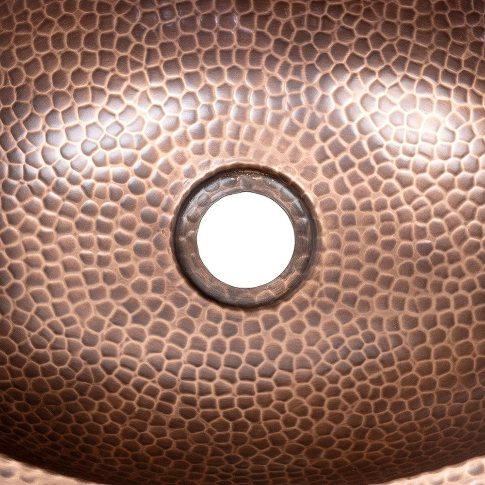 Willow 17 in. Skirted Oval Bowl Pure Copper Hand-Hammered Above Counter Vessel Bathroom Vanity Sink