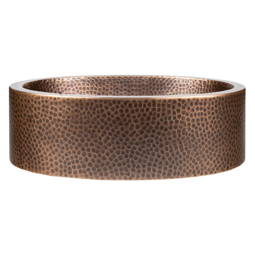 Willow 17 in. Skirted Oval Bowl Pure Copper Hand-Hammered Above Counter Vessel Bathroom Vanity Sink