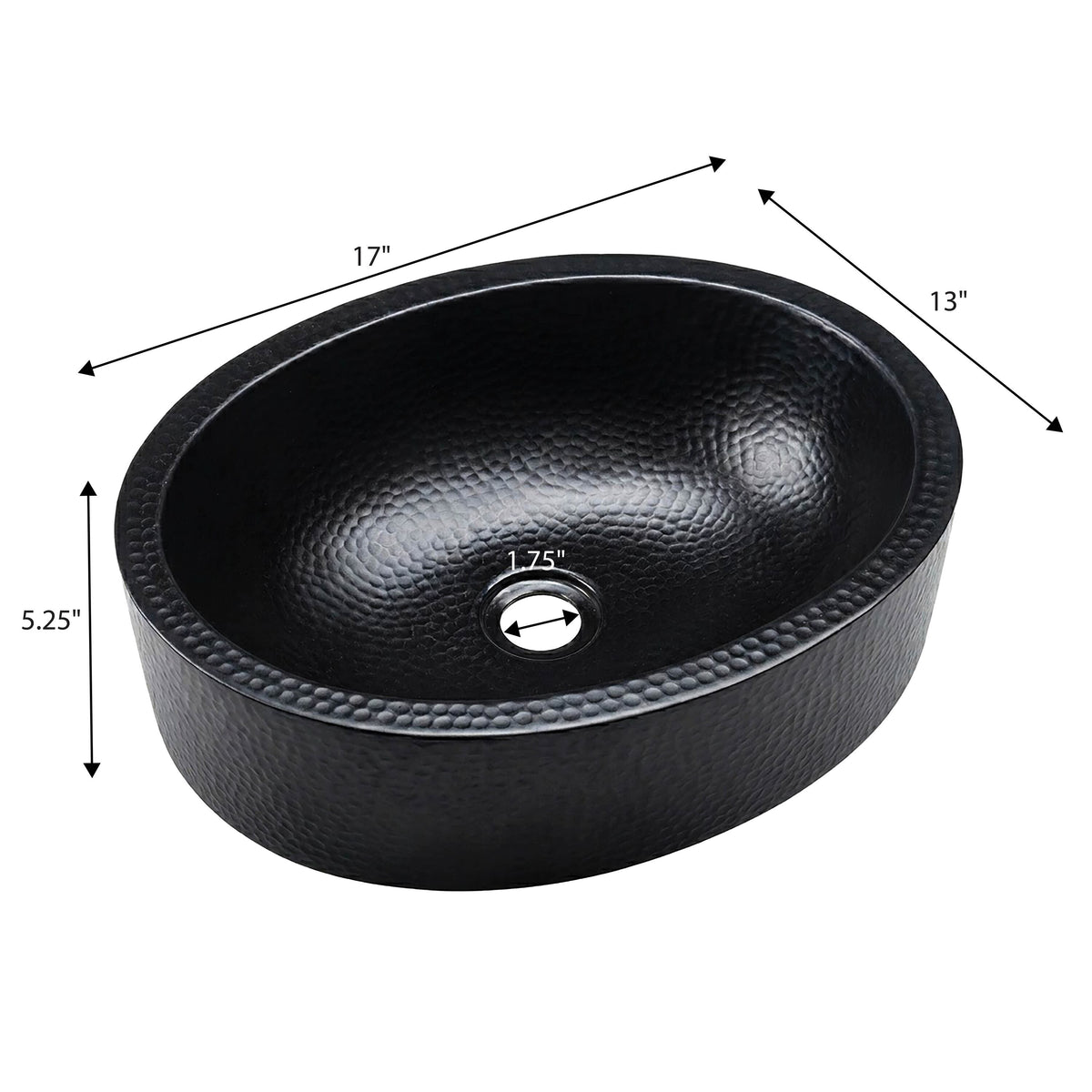 Willow 17 in. Skirted Oval Bowl Pure Copper Hand-Hammered Above Counter Vessel Bathroom Vanity Sink