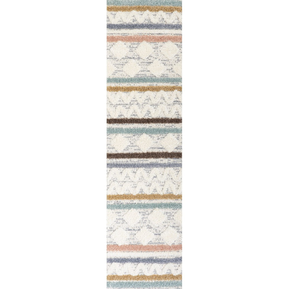 Shariva Moroccan Striped Geometric High-low Area Rug