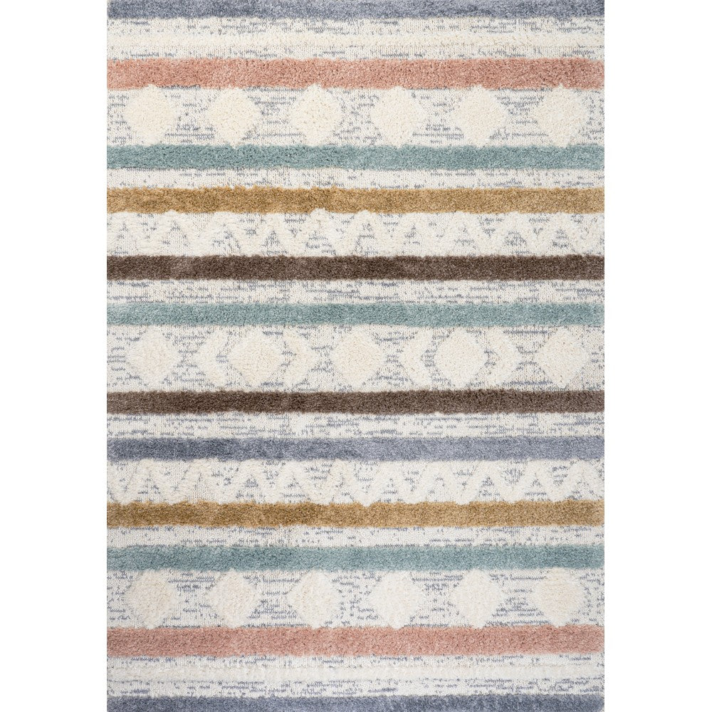 Shariva Moroccan Striped Geometric High-low Area Rug