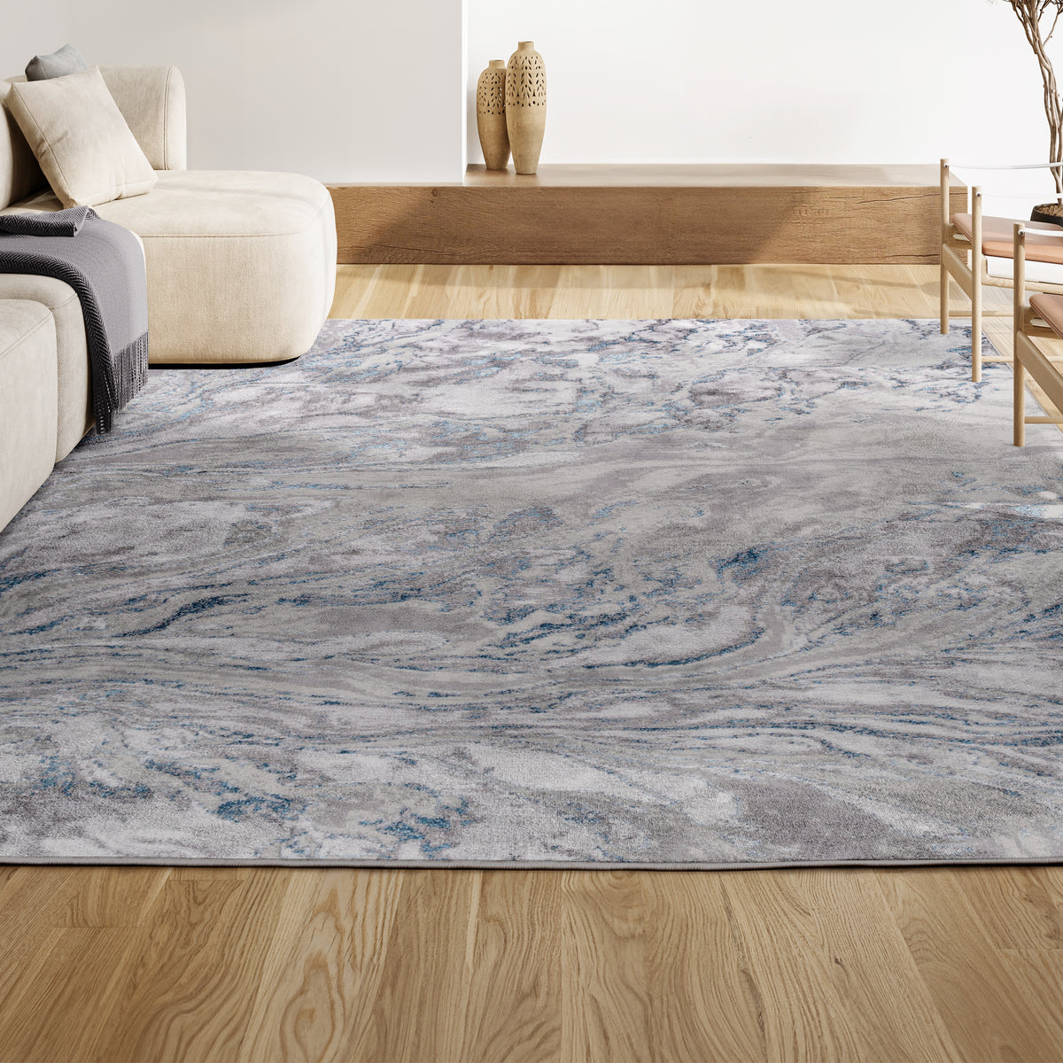 Batura Swirl Marbled Abstract Area Rug