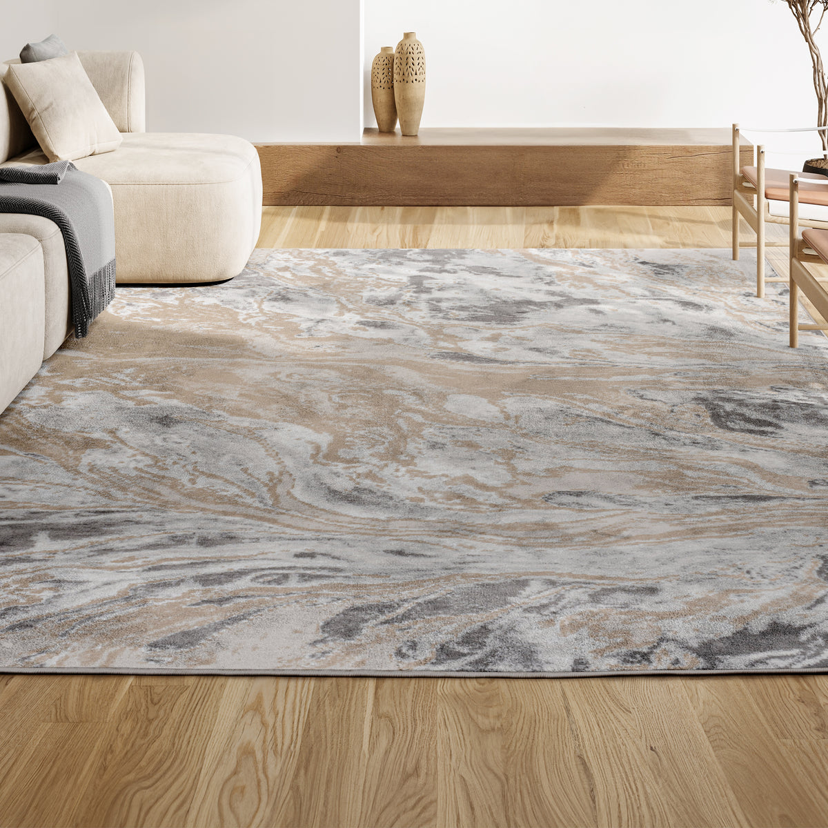 Batura Swirl Marbled Abstract Area Rug