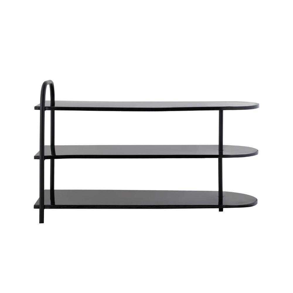 Unity Modern 24" 9-Pair 3-Tier Iron Curved Decker Shoe Rack
