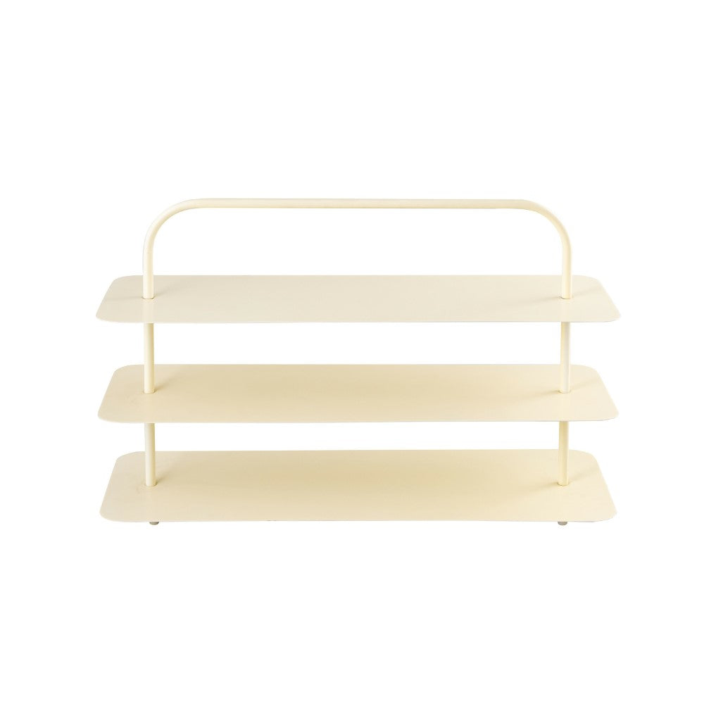 Coffe Minimalist 24.5" 9-Pair 3-Tier Iron Thin Flat Plate Shoe Rack