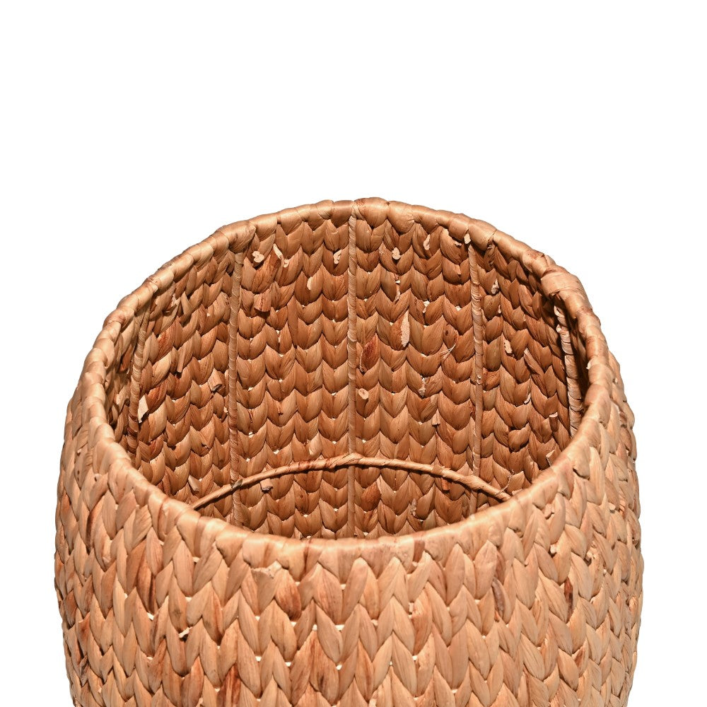 Bay 21.06" Coastal Bohemian Handwoven Hyacinth Barrel Storage Stool with Lid