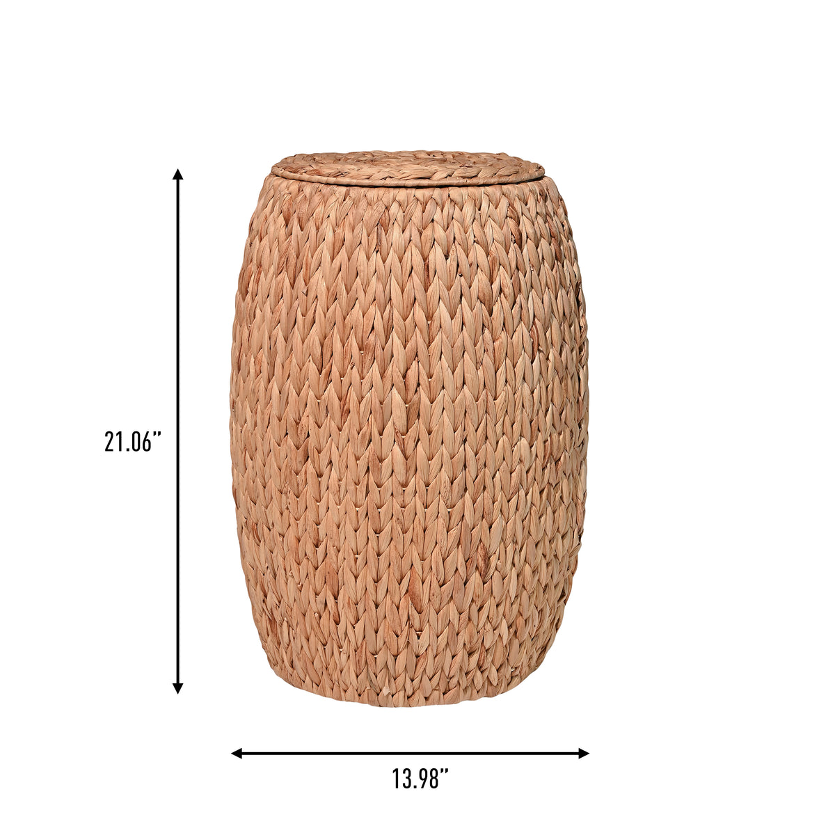 Bay 21.06" Coastal Bohemian Handwoven Hyacinth Barrel Storage Stool with Lid