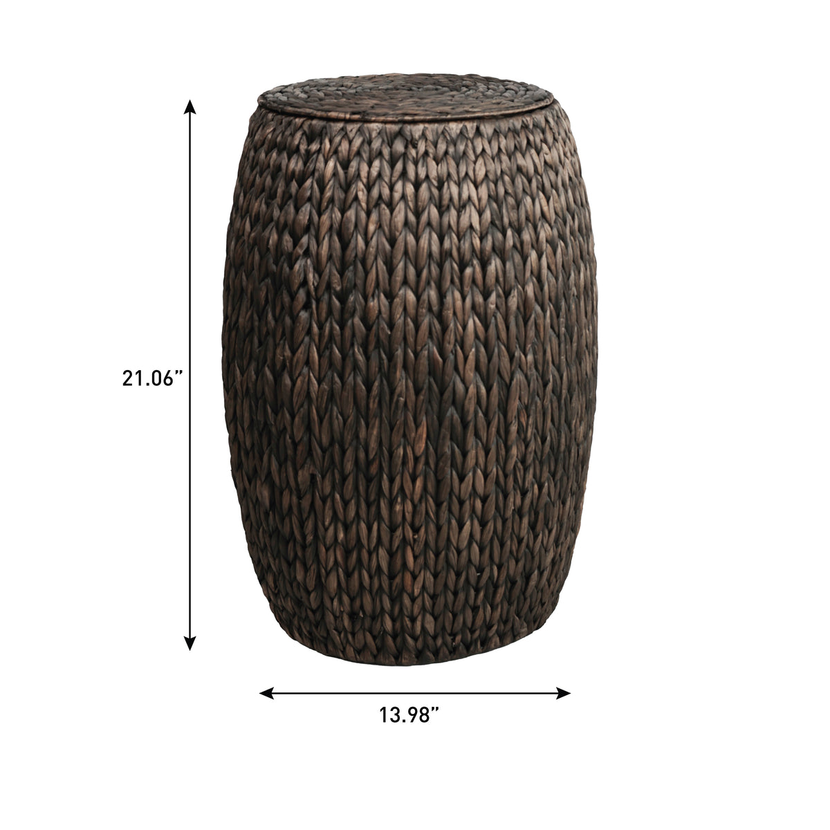 Bay 21.06" Coastal Bohemian Handwoven Hyacinth Barrel Storage Stool with Lid