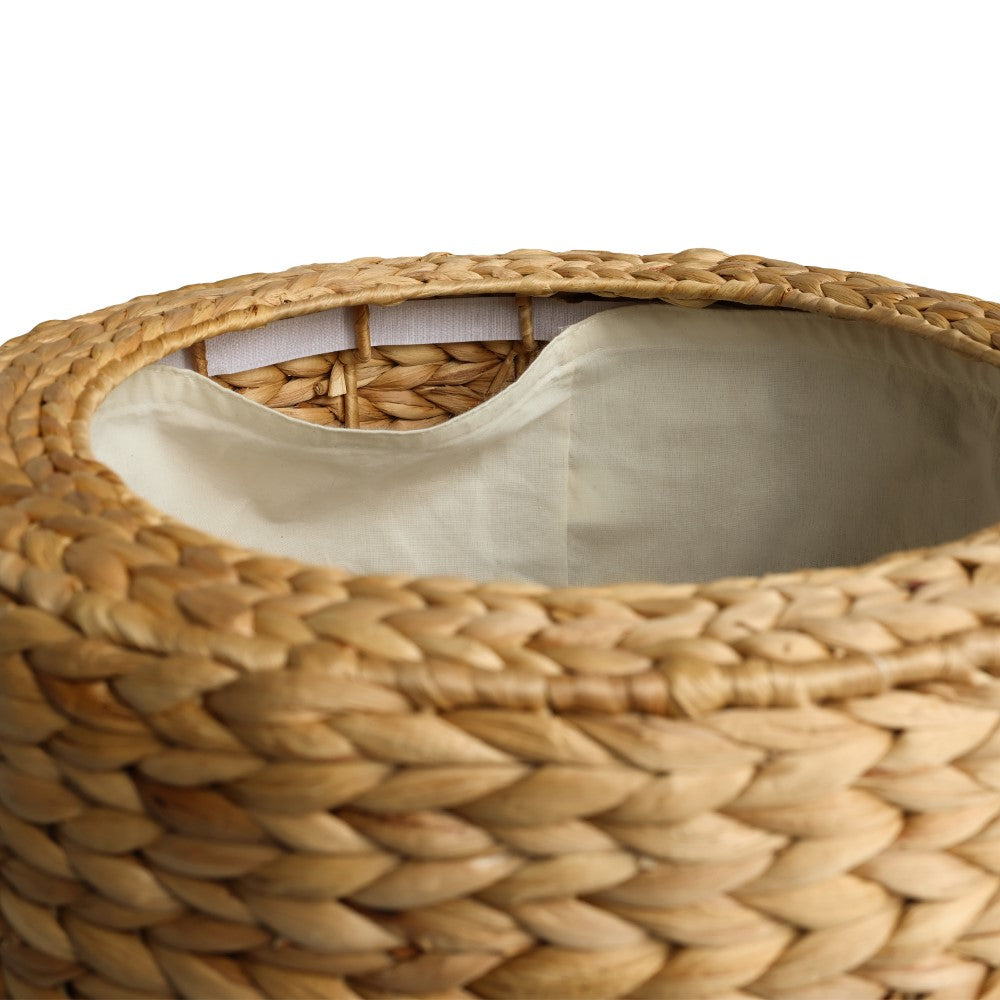 Addie 17.72" Modern Coastal Handwoven Water Hyacinth Storage Ottoman with Lid