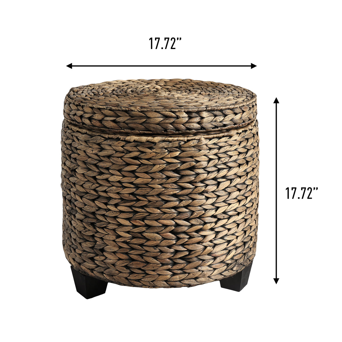 Addie 17.72" Modern Coastal Handwoven Water Hyacinth Storage Ottoman with Lid