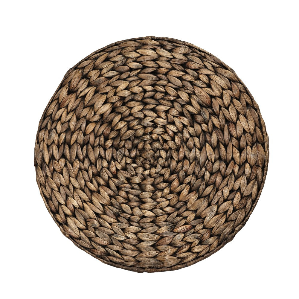 Addie 17.72" Modern Coastal Handwoven Water Hyacinth Storage Ottoman with Lid