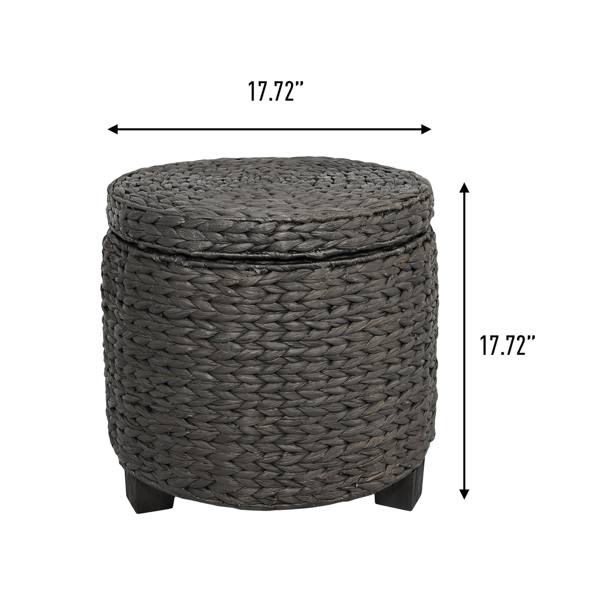 Addie 17.72" Modern Coastal Handwoven Water Hyacinth Storage Ottoman with Lid