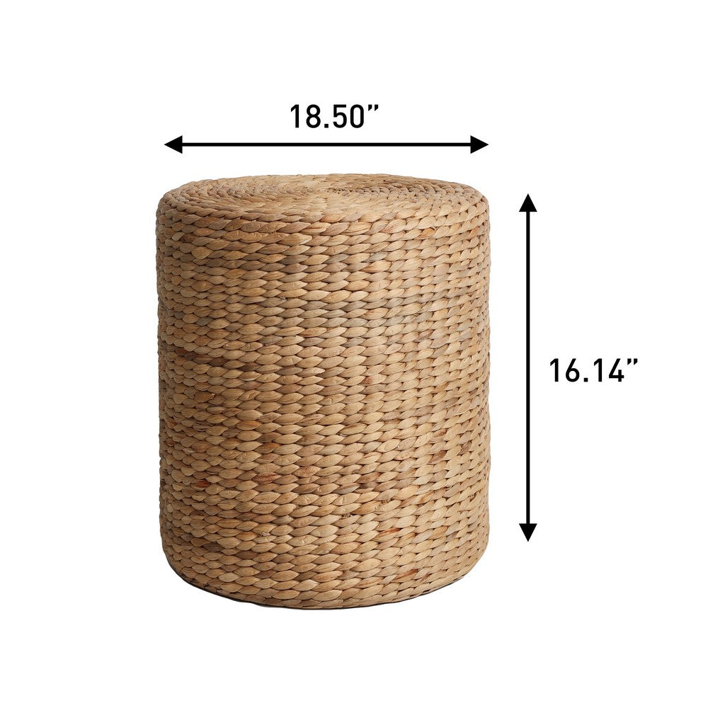 Zoey Modern Coastal Hand-Woven Hyacinth Stool