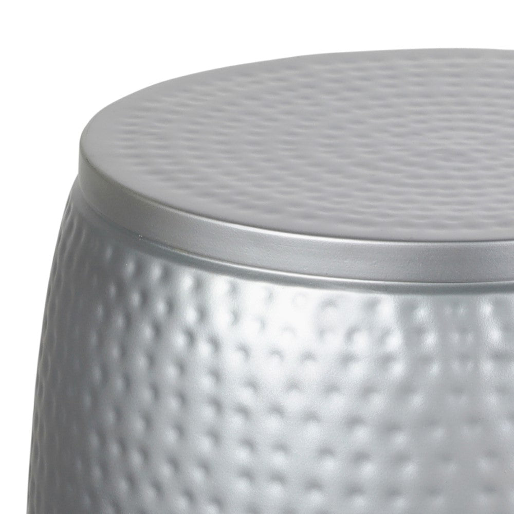 Merida 19" Modern Rustic Hammered Metal Drum Storage Side Table with Lid
