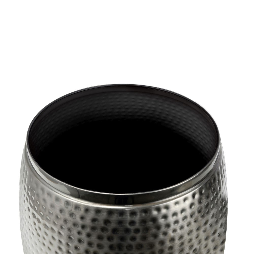Merida 15" Modern Rustic Hammered Metal Drum Storage Side Table with Lid