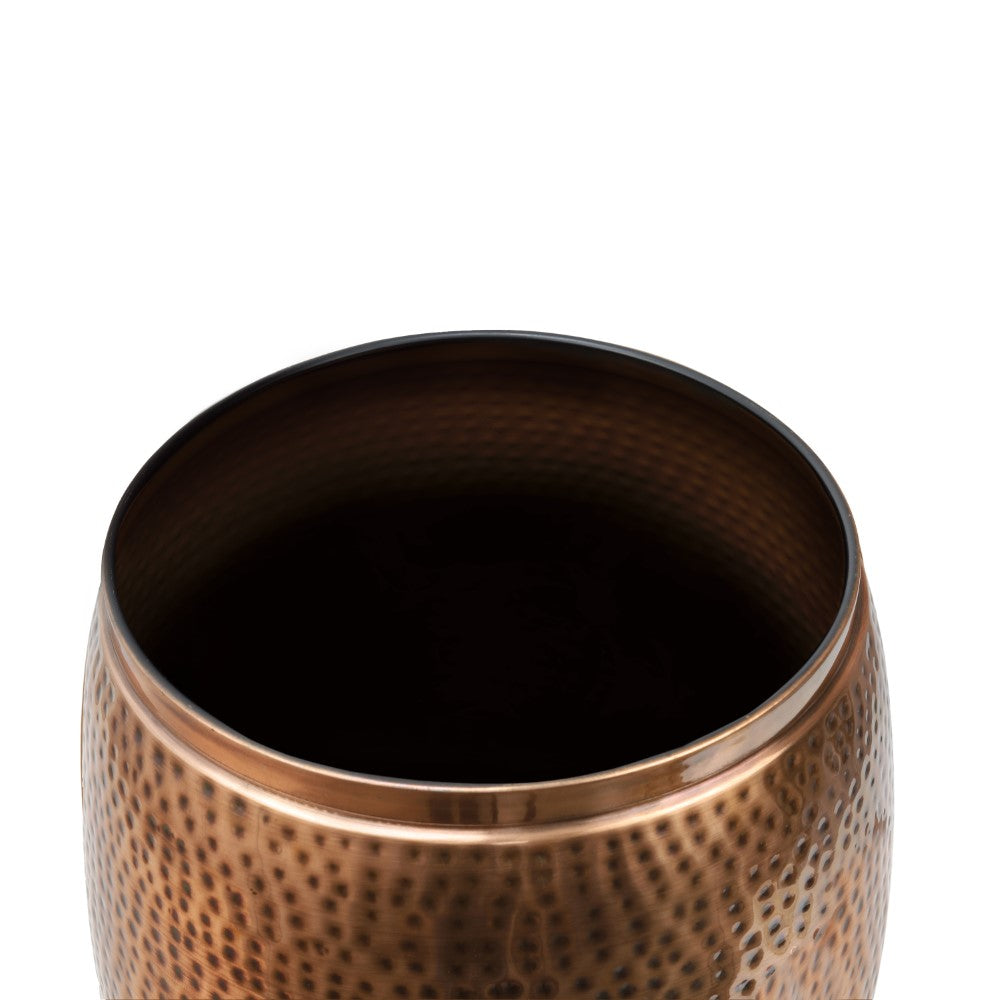 Merida 15" Modern Rustic Hammered Metal Drum Storage Side Table with Lid