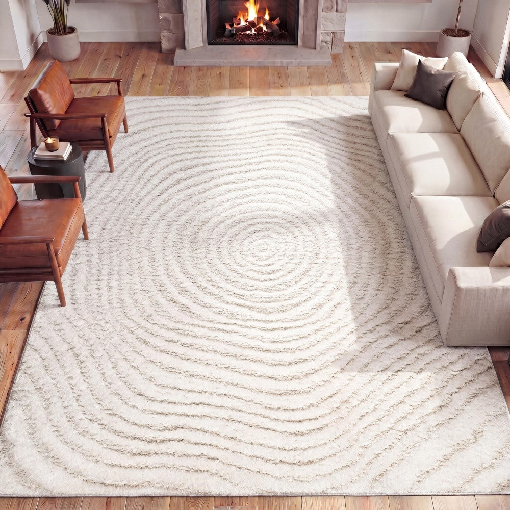 Sandmere Concentric Ring High-low Shag Area Rug
