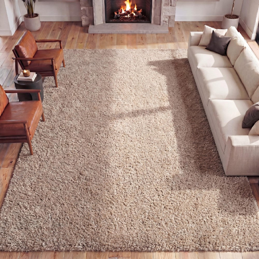 Veloura Modern Luxe Solid High-pile Shag Area Rug