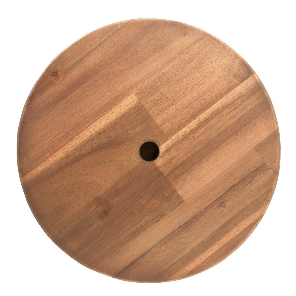 Lunaro 18" Coastal Casual Acacia Wood Round Indoor/Outdoor Accent Stool