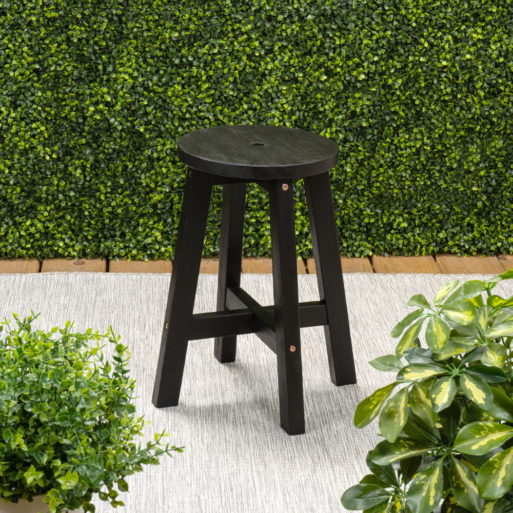 Lunaro 18" Coastal Casual Acacia Wood Round Indoor/Outdoor Accent Stool
