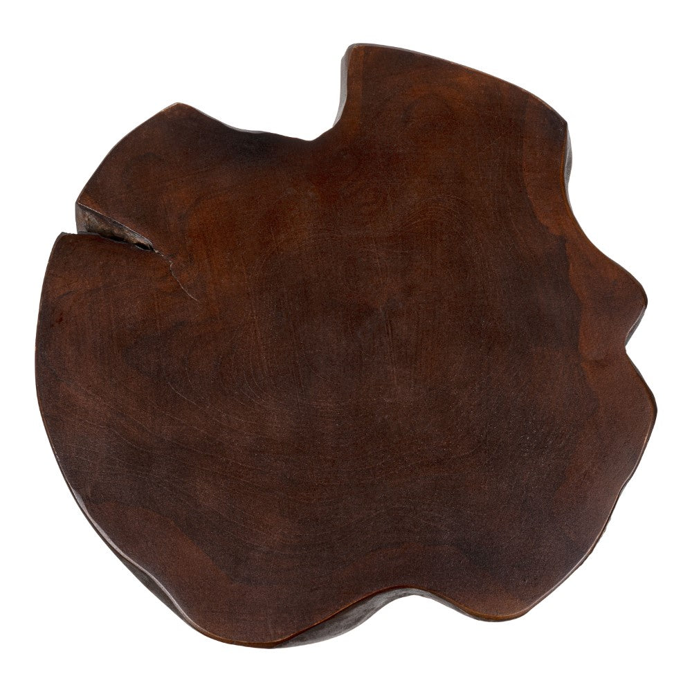 Velric 15.75" Rustic Modern Handcrafted Live Edge Solid Teak Wood Stump Stool