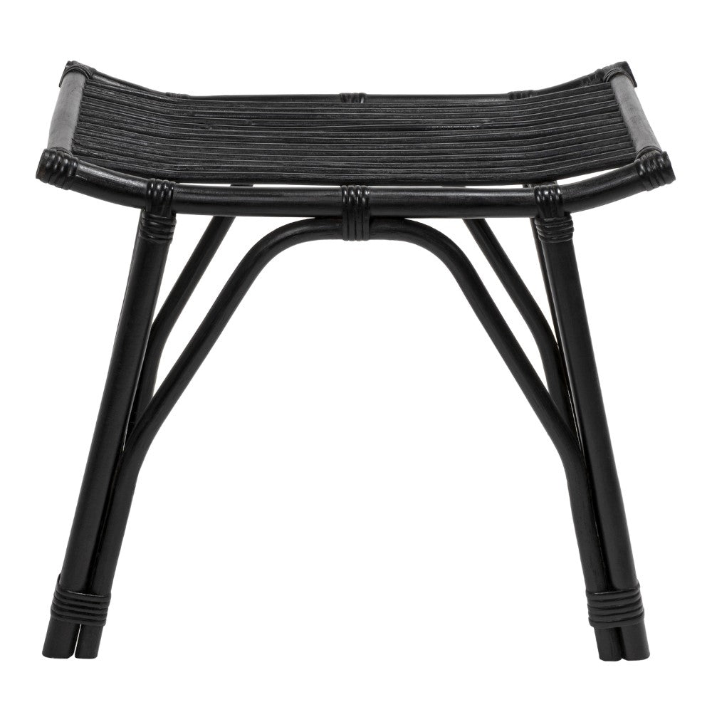 Talvero 17.7" Modern Bohemian Handcrafted Rattan/Teak Wood Curved Seat Accent Stool