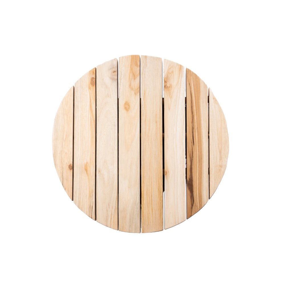 Alvero 13.8" Modern Minimalist Handcrafted Solid Teak Wood Accent Stool with Tri-Leg Base