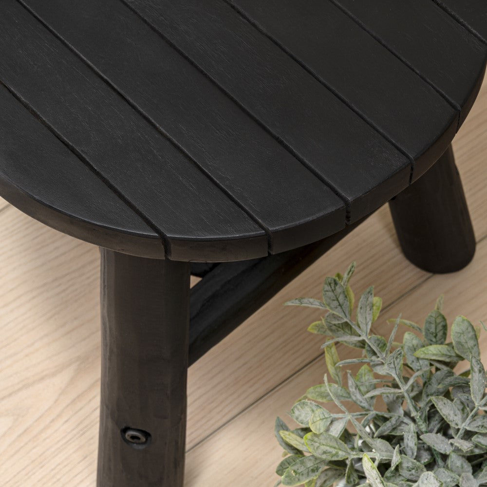 Alvero 13.8" Modern Minimalist Handcrafted Solid Teak Wood Accent Stool with Tri-Leg Base