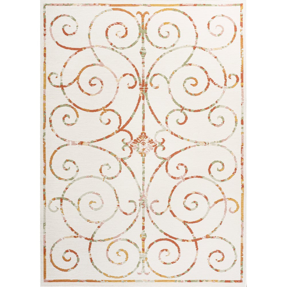 Ariadne Classic Cottage Filigree Scroll Reversible Machine-Washable Indoor/Outdoor Area Rug