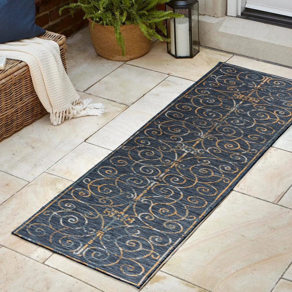 Ariadne Classic Cottage Filigree Scroll Reversible Machine-Washable Indoor/Outdoor Area Rug