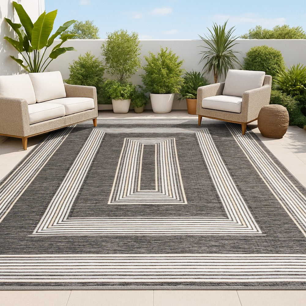 Always Classic Nautical Mitre Stripe Reversible Machine-Washable Indoor/Outdoor Area Rug