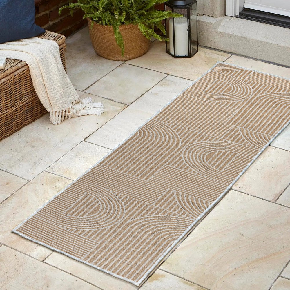 Leah Mid-Century Modern Arch Stripe Reversible Machine-Washable Indoor/Outdoor Area Rug