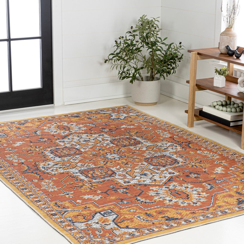 Langley Traditional Vintage Medallion Reversible Machine-Washable Indoor/Outdoor Area Rug
