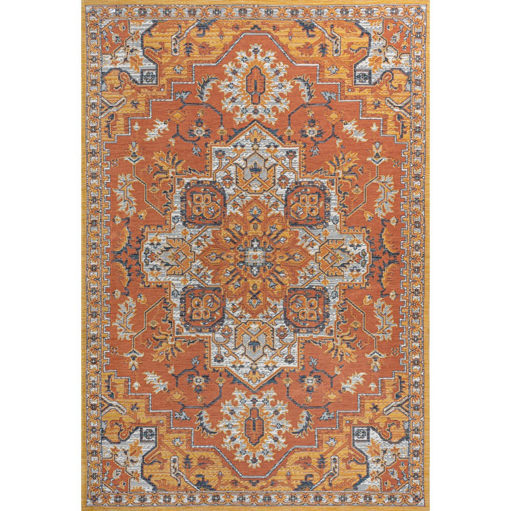 Langley Traditional Vintage Medallion Reversible Machine-Washable Indoor/Outdoor Area Rug