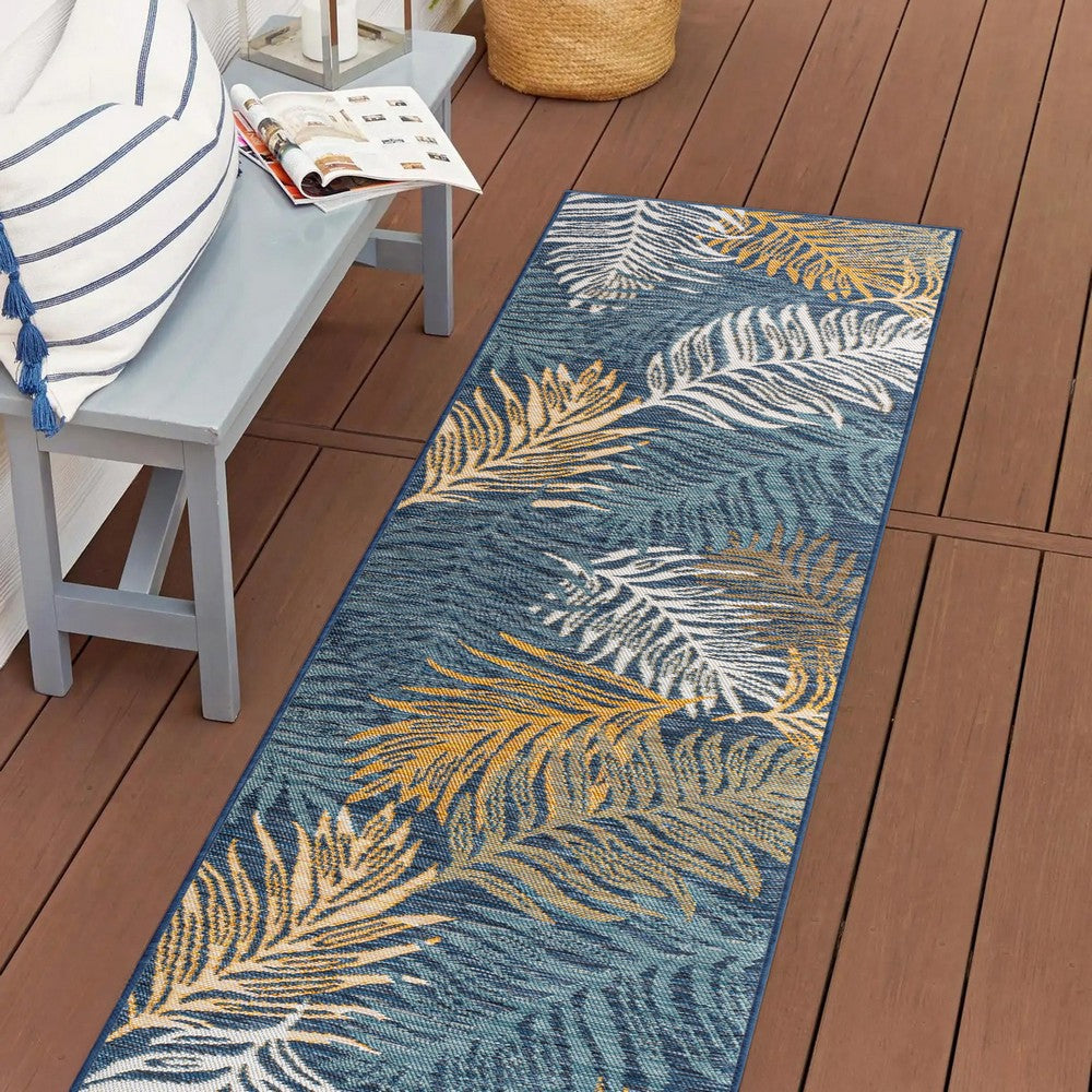 Veranda Coastal Casual Palm Frond Reversible Machine-Washable Indoor/Outdoor Area Rug