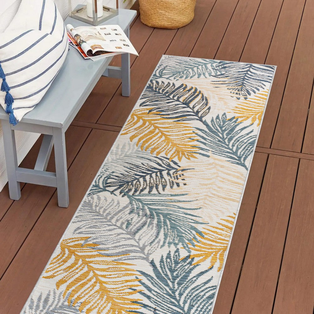 Veranda Coastal Casual Palm Frond Reversible Machine-Washable Indoor/Outdoor Area Rug