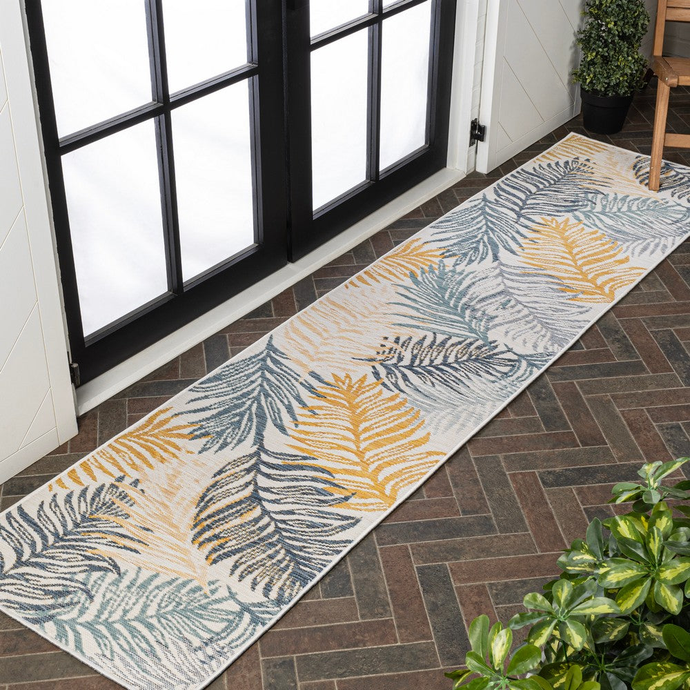 Veranda Coastal Casual Palm Frond Reversible Machine-Washable Indoor/Outdoor Area Rug