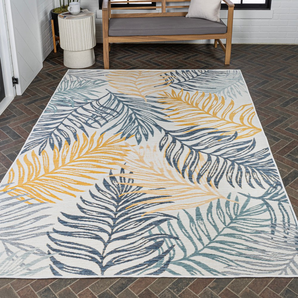 Veranda Coastal Casual Palm Frond Reversible Machine-Washable Indoor/Outdoor Area Rug