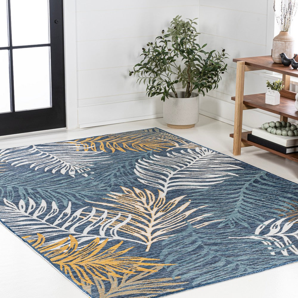 Veranda Coastal Casual Palm Frond Reversible Machine-Washable Indoor/Outdoor Area Rug
